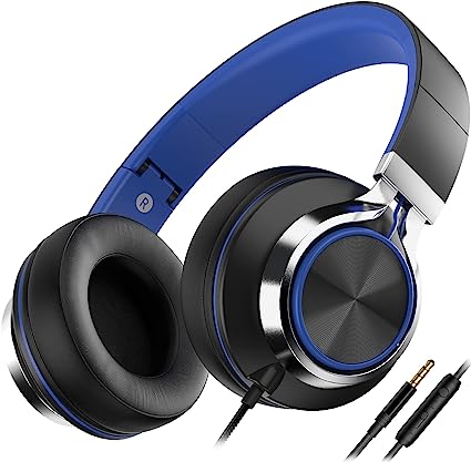 AILIHEN C8 Headphones Wired, On-Ear Headphones with Microphone and Volume Control Foldable Corded St